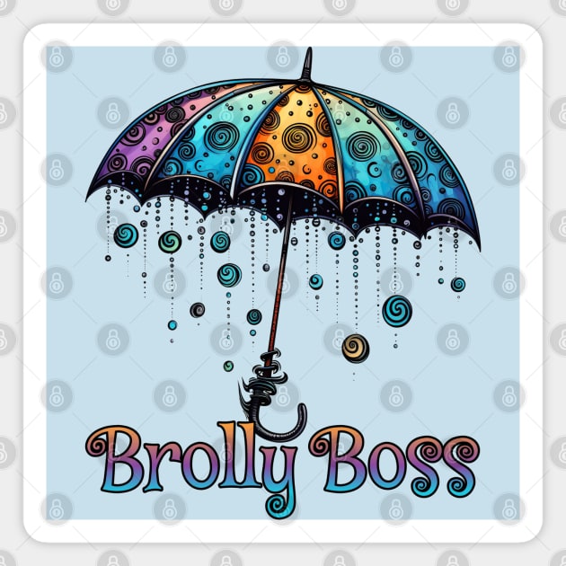 Brolly Boss Colorful Umbrella design Magnet by Luxinda